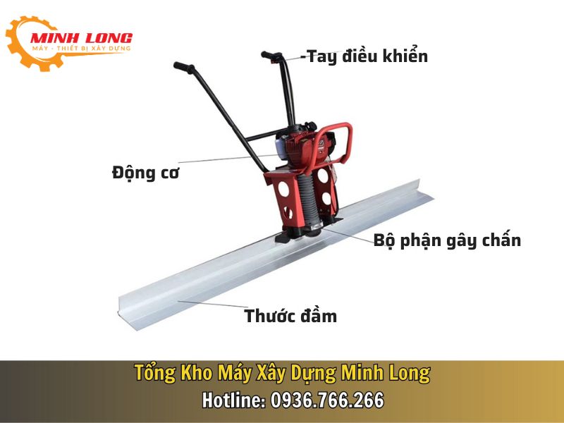 Cấu tạo của máy đầm thước 