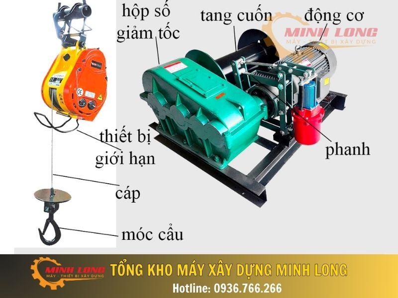 Cấu tạo của máy tời mặt đất